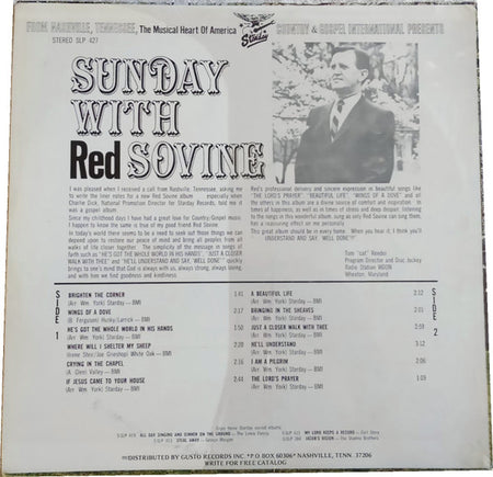 Red Sovine : Sunday With Red Sovine (LP, Album, RE, Ter)