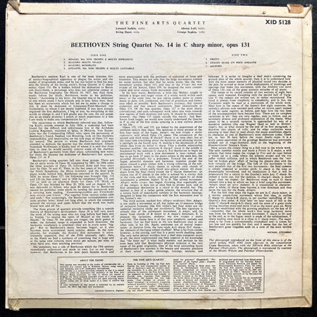 Beethoven*, Fine Arts Quartet* : String Quartet No 14 In C Sharp Minor Opus 131 (LP, Album, Mono)