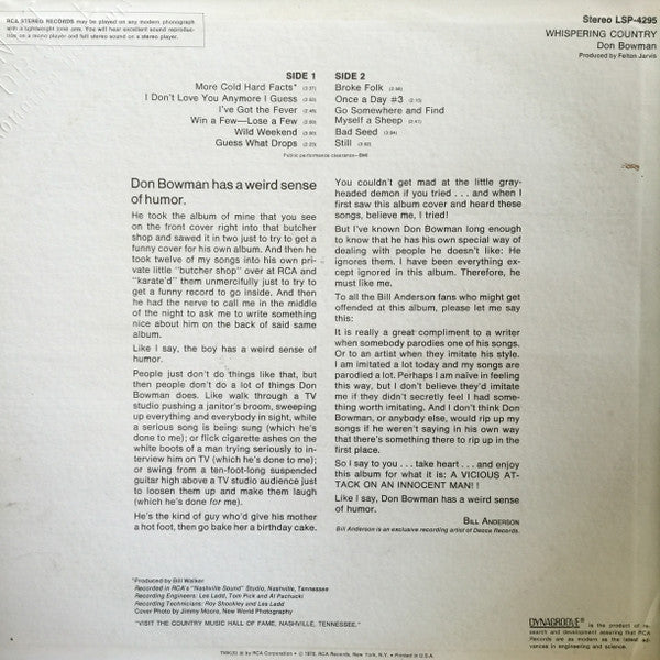 Don Bowman : Whispering Country (LP)