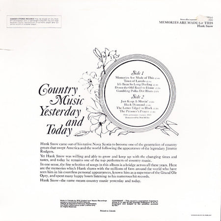 Hank Snow : Memories Are Made Of This (LP, Album, Comp)