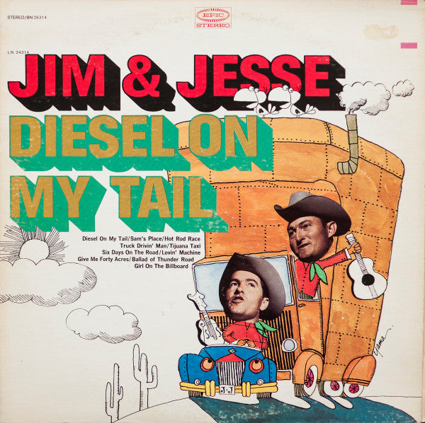 Jim & Jesse : Diesel On My Tail (LP, Album, RE)