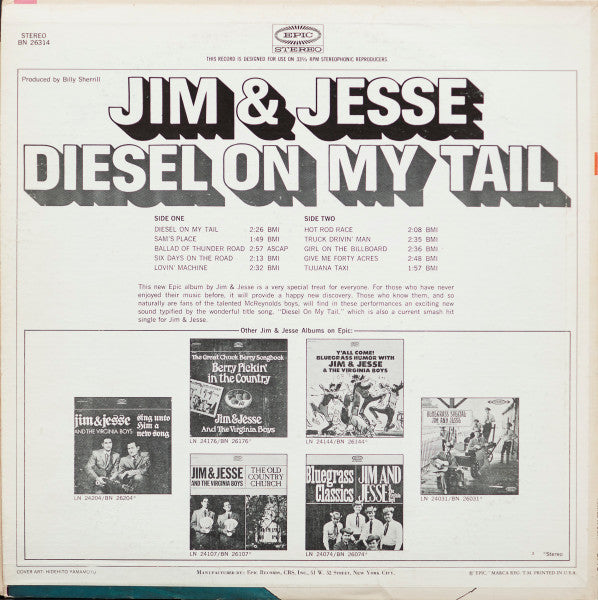 Jim & Jesse : Diesel On My Tail (LP, Album, RE)