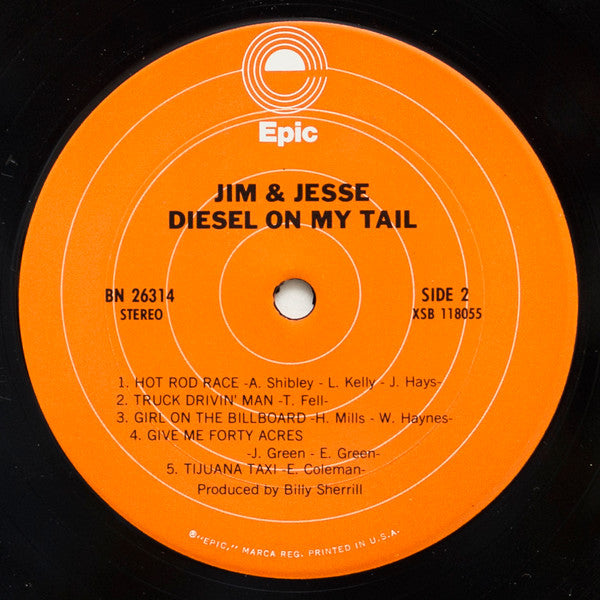 Jim & Jesse : Diesel On My Tail (LP, Album, RE)