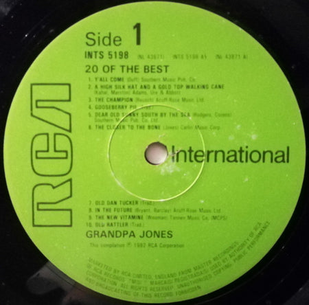Grandpa Jones : 20 Of The Best (LP, Comp)