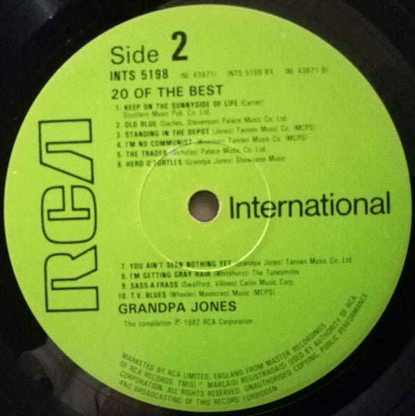 Grandpa Jones : 20 Of The Best (LP, Comp)
