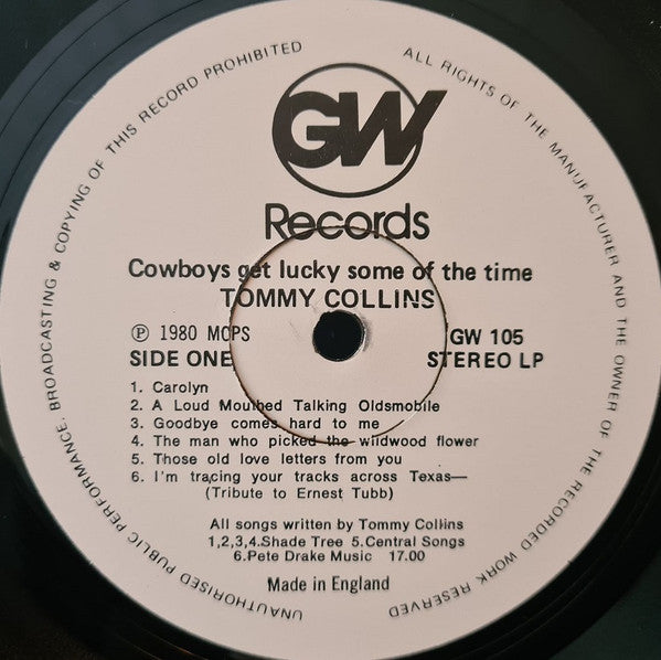 Tommy Collins : Cowboys Get Lucky Some Of The Time (LP)