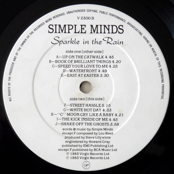 Simple Minds : Sparkle In The Rain (LP, Album)