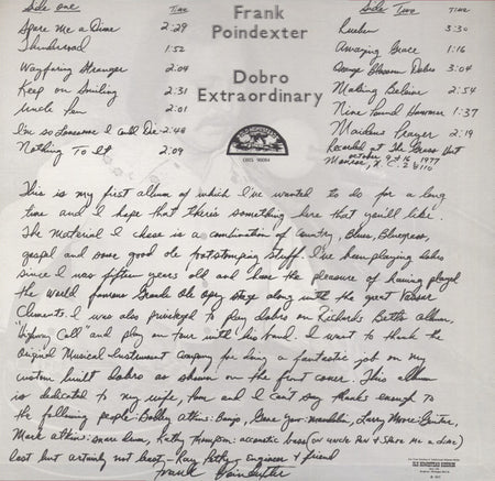 Frank Poindexter : Dobro Extraordinary (LP, Album)
