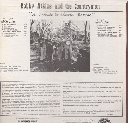 Bobby Atkins And The Countrymen : A Tribute To Charlie Monroe (LP, Album)