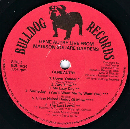 Gene Autry : Live From Madison Square Garden (LP)
