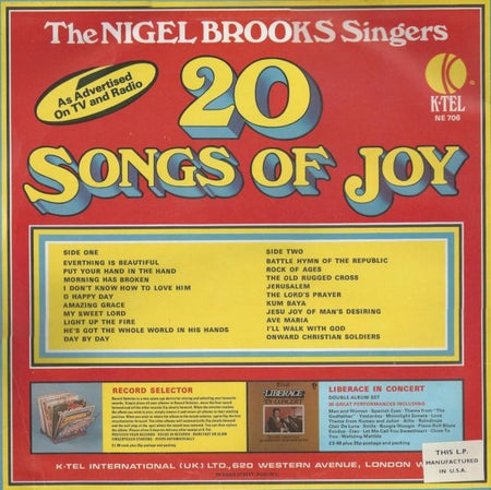 The Nigel Brooks Singers : 20 Songs Of Joy (LP)