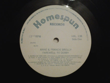 Anne And Francie Brolly : Farewell To Derry (LP)