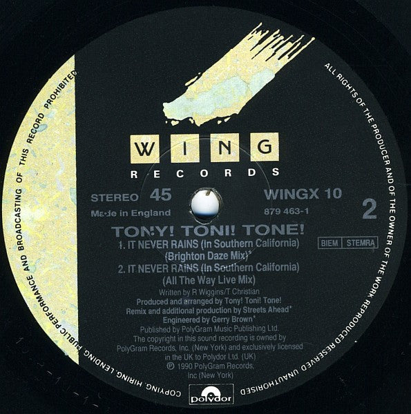 Tony! Toni! Toné! : It Never Rains (In Southern California) (12")