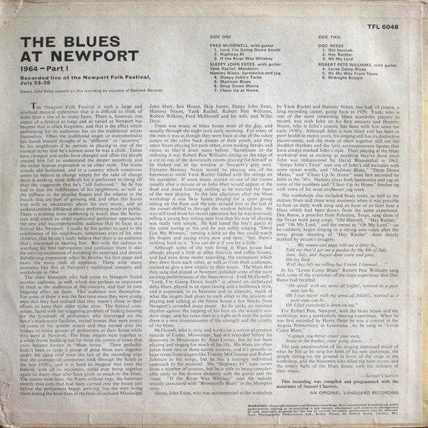 Various : The Blues At Newport / 1964 / Part 1 (LP, Mono)