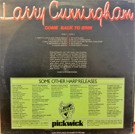 Larry Cunningham (2) : Come Back To Erin (LP, Album, Comp)