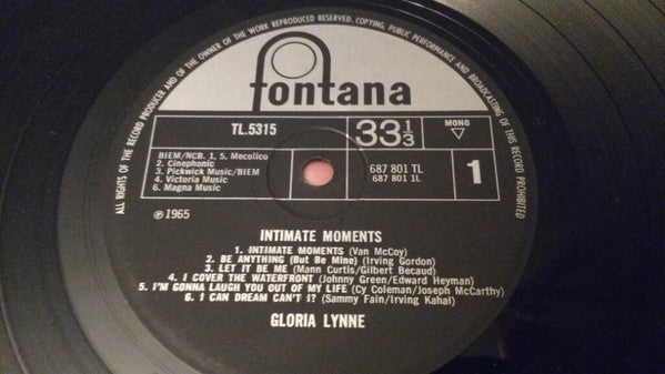 Gloria Lynne : Intimate Moments (LP, Album, Mono)