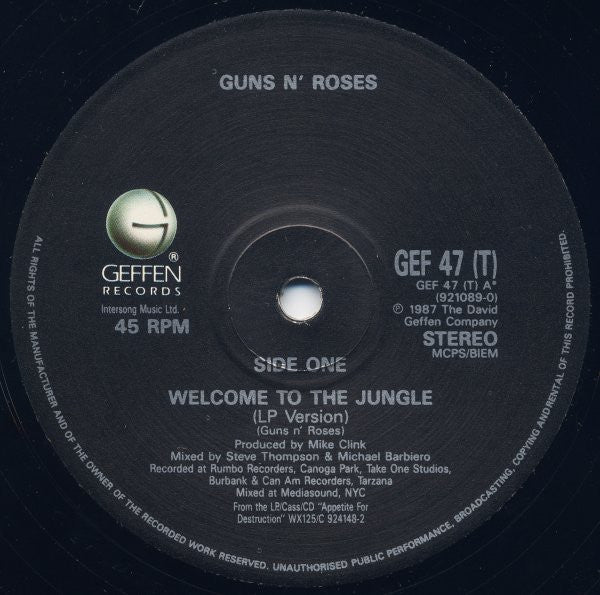 Guns N' Roses : Welcome To The Jungle (12", Single)