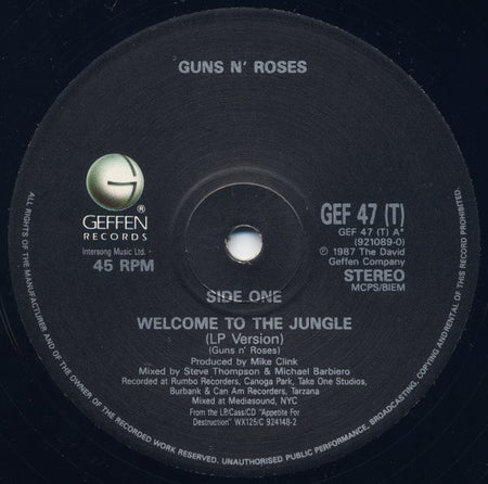 Guns N' Roses : Welcome To The Jungle (12", Single)