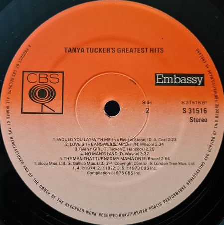 Tanya Tucker : Greatest Hits (LP, Comp, RE)
