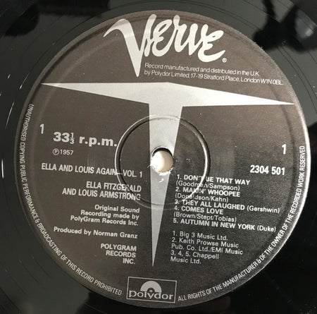 Ella Fitzgerald And Louis Armstrong : Ella And Louis Again-Vol. 1 (LP, Album, Mono, RE)