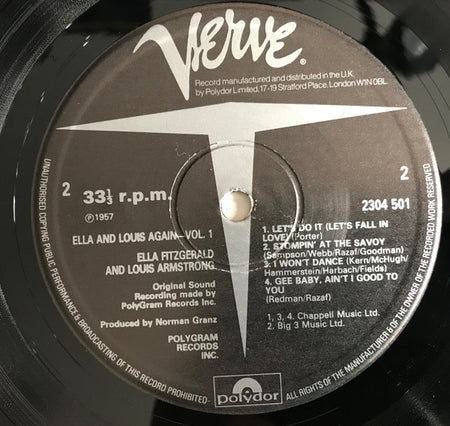 Ella Fitzgerald And Louis Armstrong : Ella And Louis Again-Vol. 1 (LP, Album, Mono, RE)