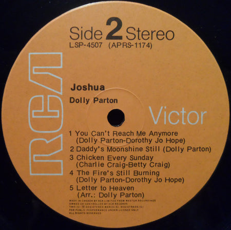 Dolly Parton : Joshua (LP, Album)