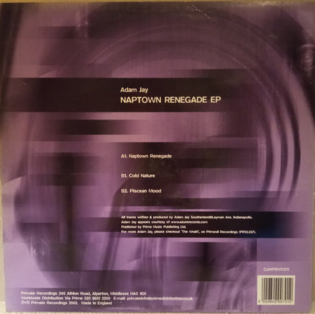 Adam Jay : Naptown Renegade E.P. (12", EP)