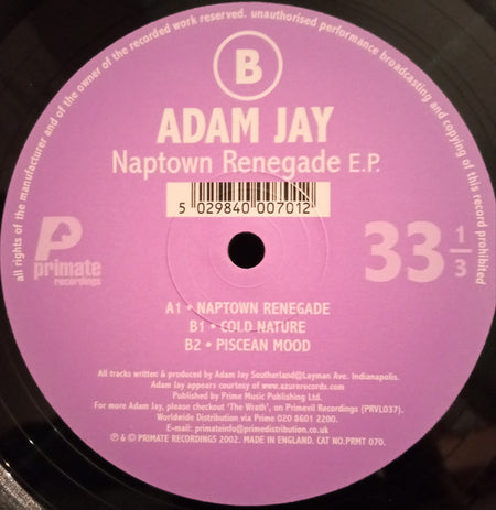 Adam Jay : Naptown Renegade E.P. (12", EP)