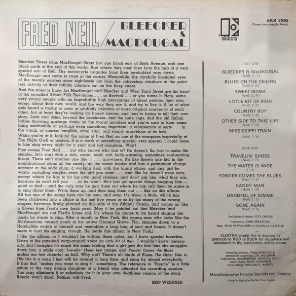 Fred Neil : Bleecker & MacDougal (LP, Album)