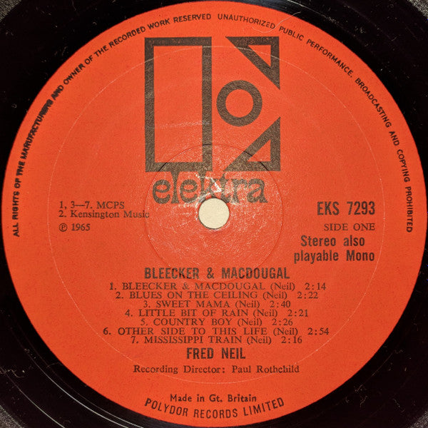 Fred Neil : Bleecker & MacDougal (LP, Album)