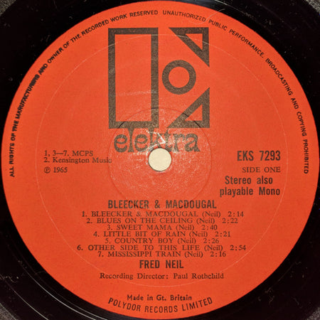 Fred Neil : Bleecker & MacDougal (LP, Album)
