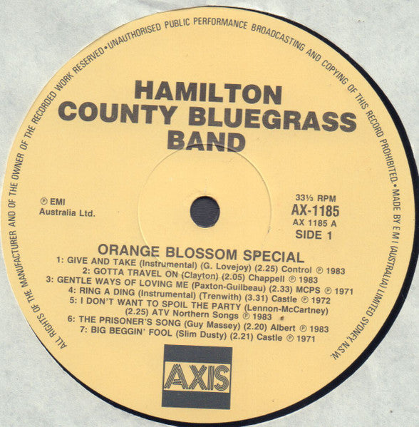Hamilton County Bluegrass Band : Orange Blossom Special (LP, Album)