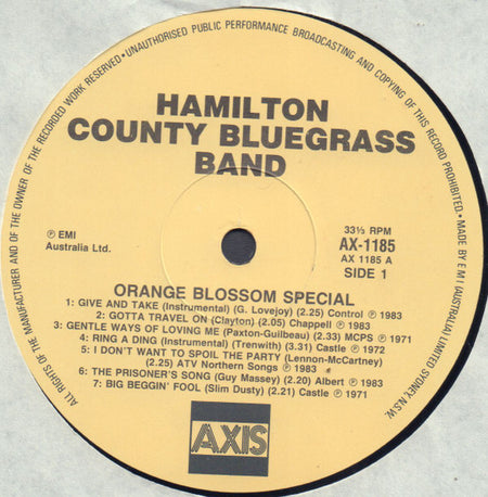 Hamilton County Bluegrass Band : Orange Blossom Special (LP, Album)