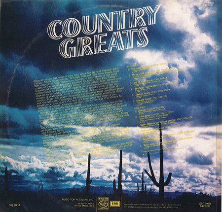 Various : Country Greats (LP, Comp, Sle)