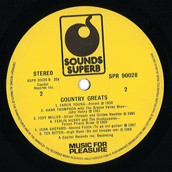 Various : Country Greats (LP, Comp, Sle)