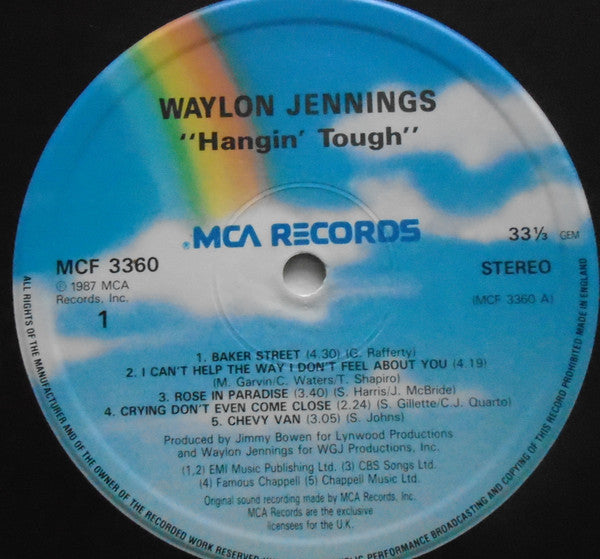 Waylon Jennings : Hangin' Tough (LP, Album, RE)