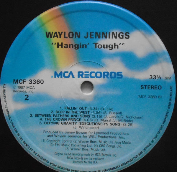 Waylon Jennings : Hangin' Tough (LP, Album, RE)