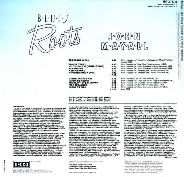 John Mayall : Blues Roots (LP, Comp, Mono)