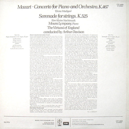 Mozart* - Moura Lympany*, The Virtuosi Of England, Arthur Davison : Piano Concerto No. 21 "Elvira Madigan" - Eine Kleine Nachtmusik (LP, RP)