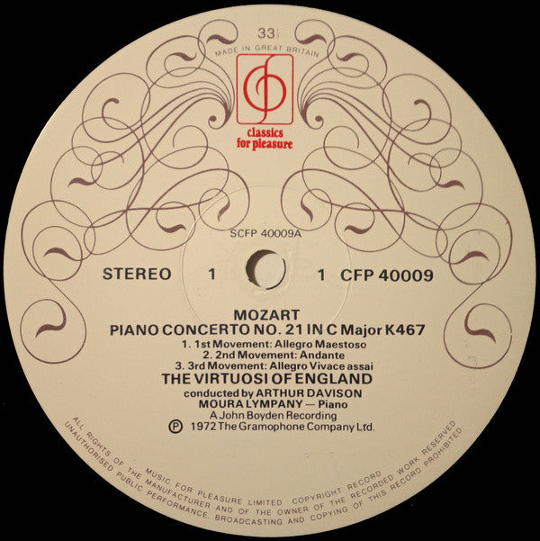 Mozart* - Moura Lympany*, The Virtuosi Of England, Arthur Davison : Piano Concerto No. 21 "Elvira Madigan" - Eine Kleine Nachtmusik (LP, RP)