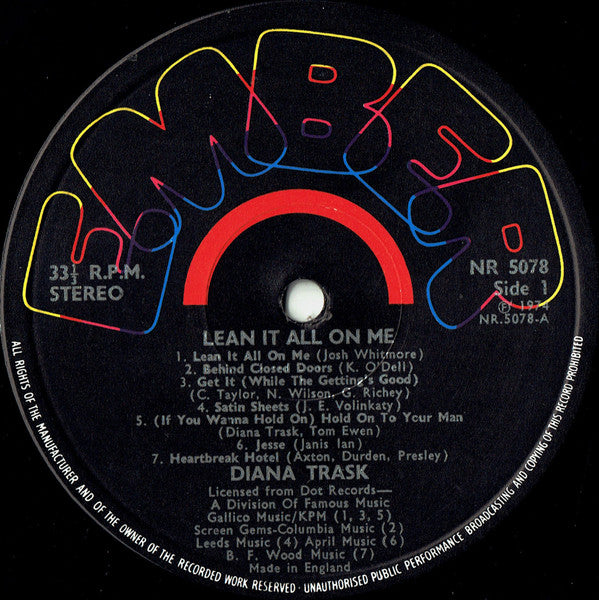 Diana Trask : 'Lean It All On Me' (LP, Album)