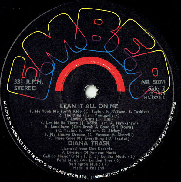 Diana Trask : 'Lean It All On Me' (LP, Album)