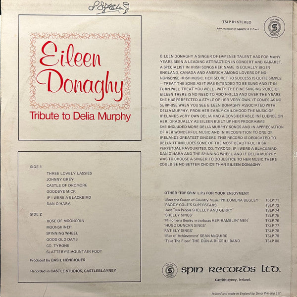 Eileen Donaghy : Tribute To Delia Murphy (LP, Album)