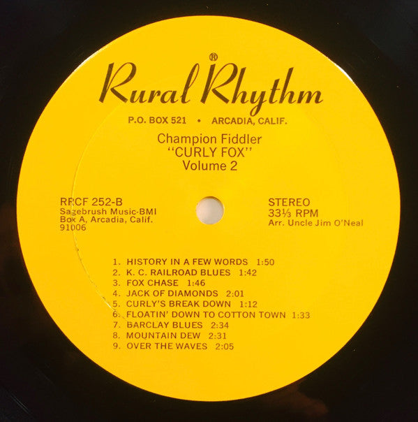 Curly Fox : Champion Fiddler Volume 2 (LP, Album)