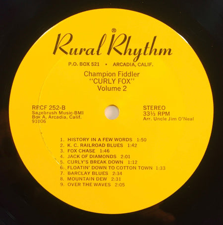 Curly Fox : Champion Fiddler Volume 2 (LP, Album)