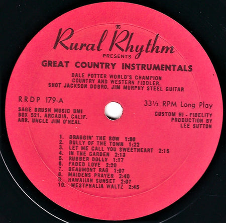 Dale Potter : Rural Rhythm presents Hoe Down Volume 1 Dale Potter (LP, Album, Mono)
