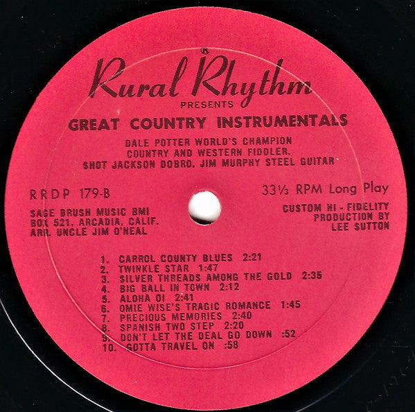 Dale Potter : Rural Rhythm presents Hoe Down Volume 1 Dale Potter (LP, Album, Mono)