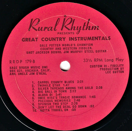 Dale Potter : Rural Rhythm presents Hoe Down Volume 1 Dale Potter (LP, Album, Mono)