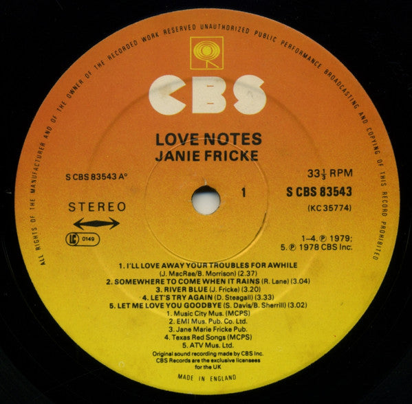 Janie Fricke : Love Notes (LP)