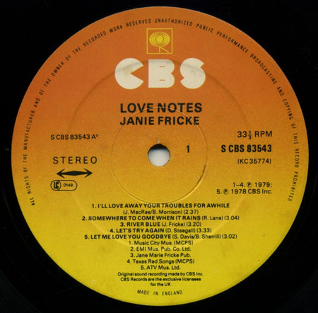 Janie Fricke : Love Notes (LP)